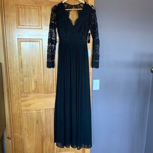 Lulus Black Long Sleeve Lace Formal Maxi Dress M
